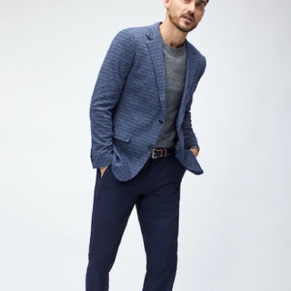 Bonobos Italian Knit Blazer - 40S in Bronson Blue Plaid and Slim